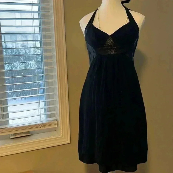 [6]BCBGMaxAzria  Silk Black Halter Dress - Picture 1 of 11